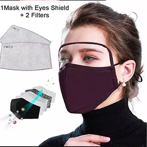 Medical eye shield face mask with PM2.5 filters protective 